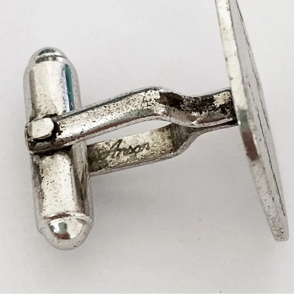 Vintage sterling silver Anson etched design square cuff links